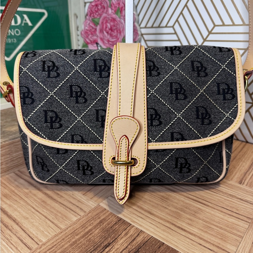 Dooney & Bourke Vintage Signature Denim Saddle Crossbody Bag